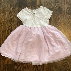 Faux wrap cotton and tulle dress